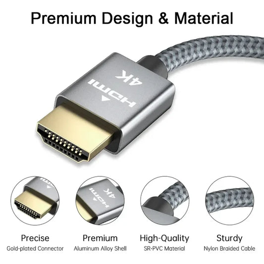4K HDMI Cable High Speed 18Gbps HDMI 2.0 Cable HDR 3D Braided HDMI Cord ARC Compatible for MacBook Pro 2021 UHD TV Projector PC